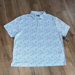 NWT Ben Hogan Polo Shirt Mens Blue Leaf Print Golf Performance Tropical 3XL
